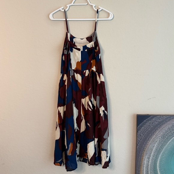 NEW LOFT Abstract Print Spaghetti Strap MIDI Dress - Picture 4 of 5